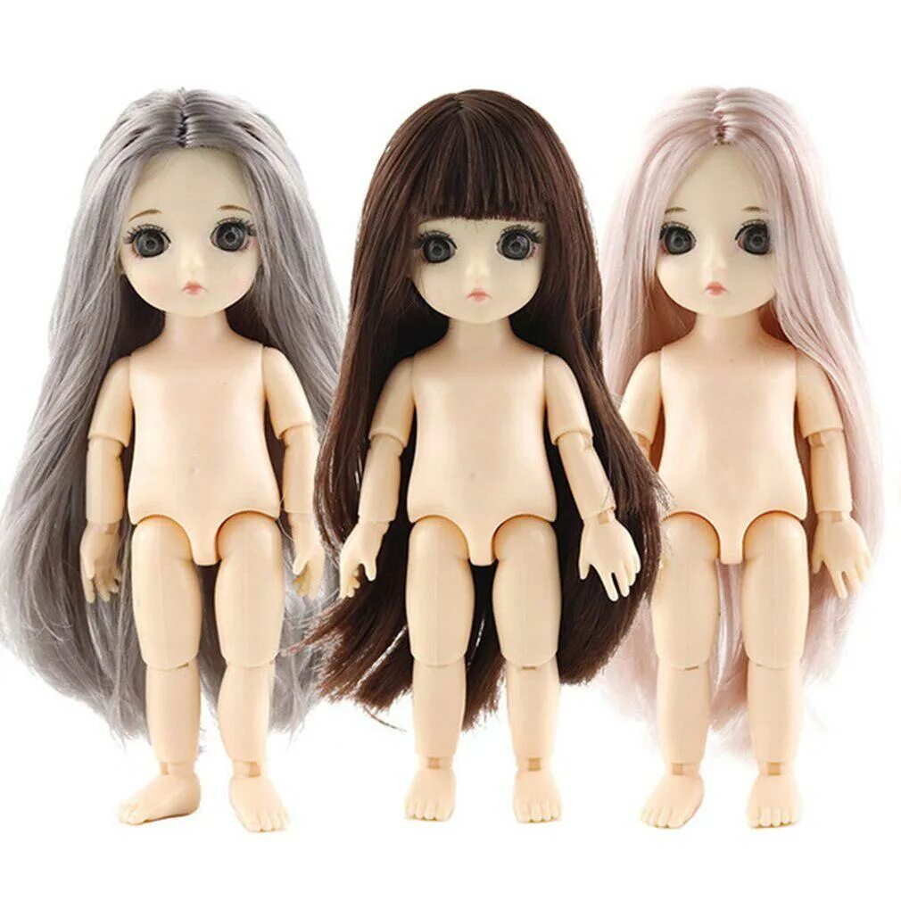 Покажи фото показать маленькие куклы 16cm Jointed Doll DIY Naked Body Curly Straight Hair Girl's Gift With 3D Eyes He