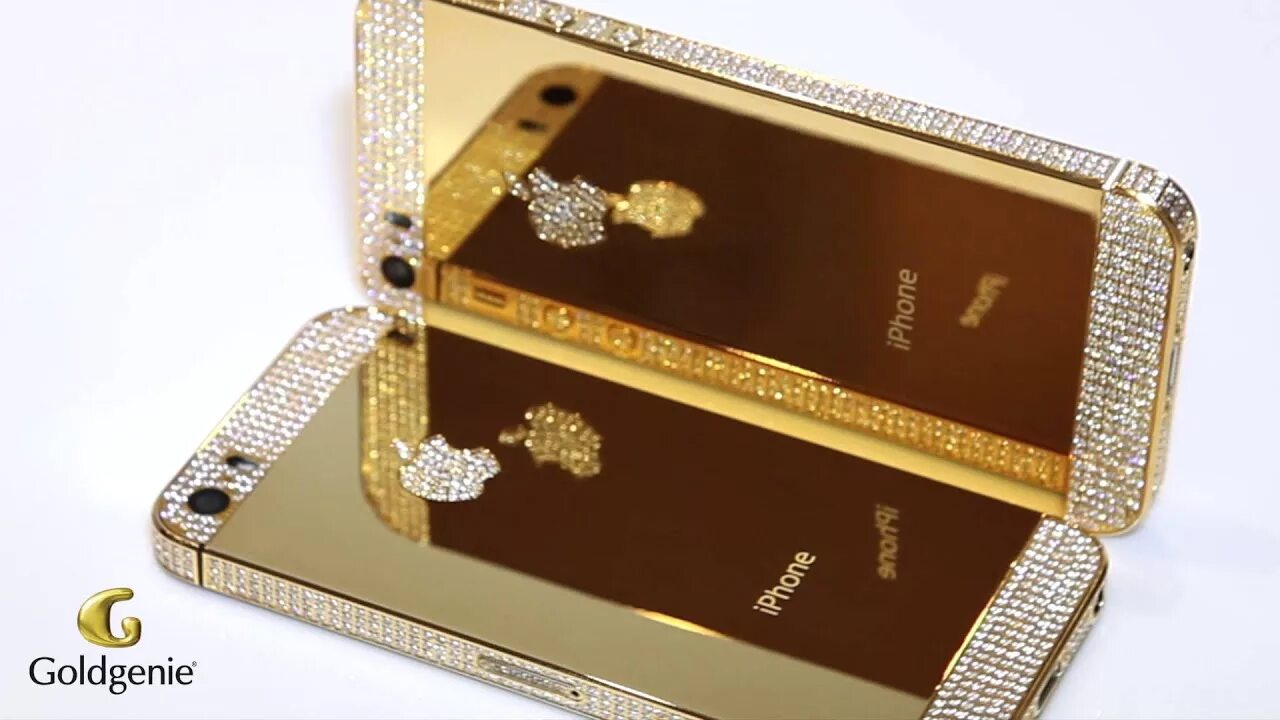 Покажи фото самого дорогого телефона Gold iPhone 5s Swarovski Elite Bezel Top and Bottom Logo Video Goldgenie - YouTu