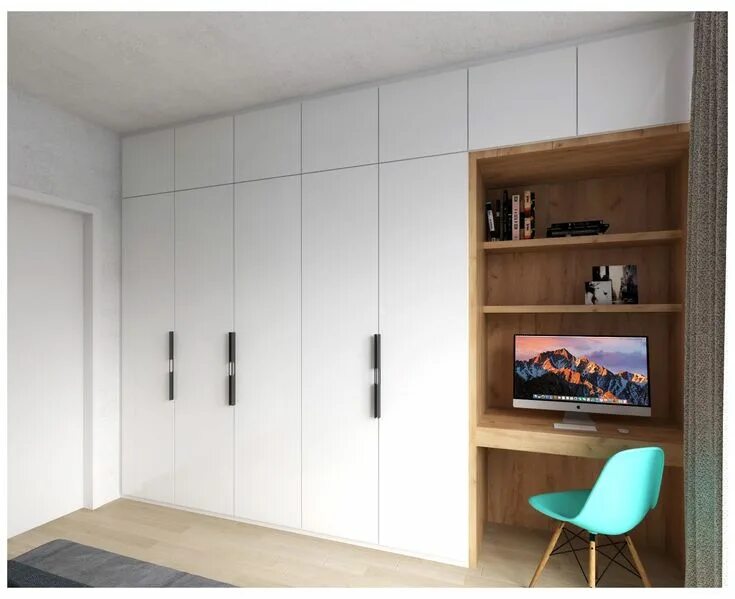 Покажи фото шкафа #built #in #wardrobe #with #desk #builtinwardrobewithdesk Ložnice se modrou čalo