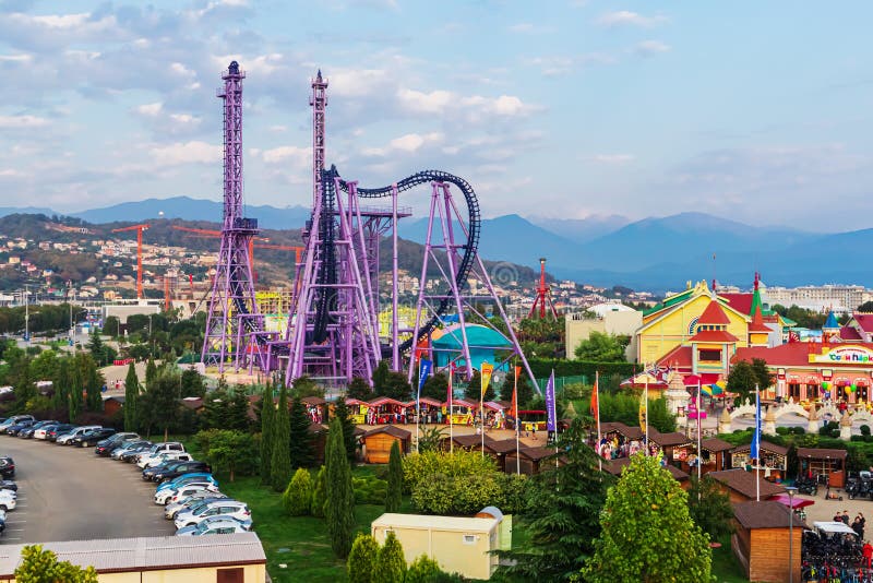 Покажи фото сочи парка Entertainment Sochi Park in the Olympic Village. Top View Editorial Photo - Imag