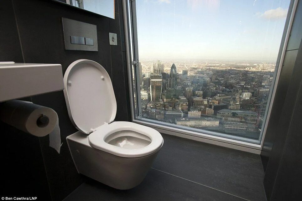 Покажи фото туалет The loo with a view: 750ft above London, toilet on The Shard's 68th floor offers