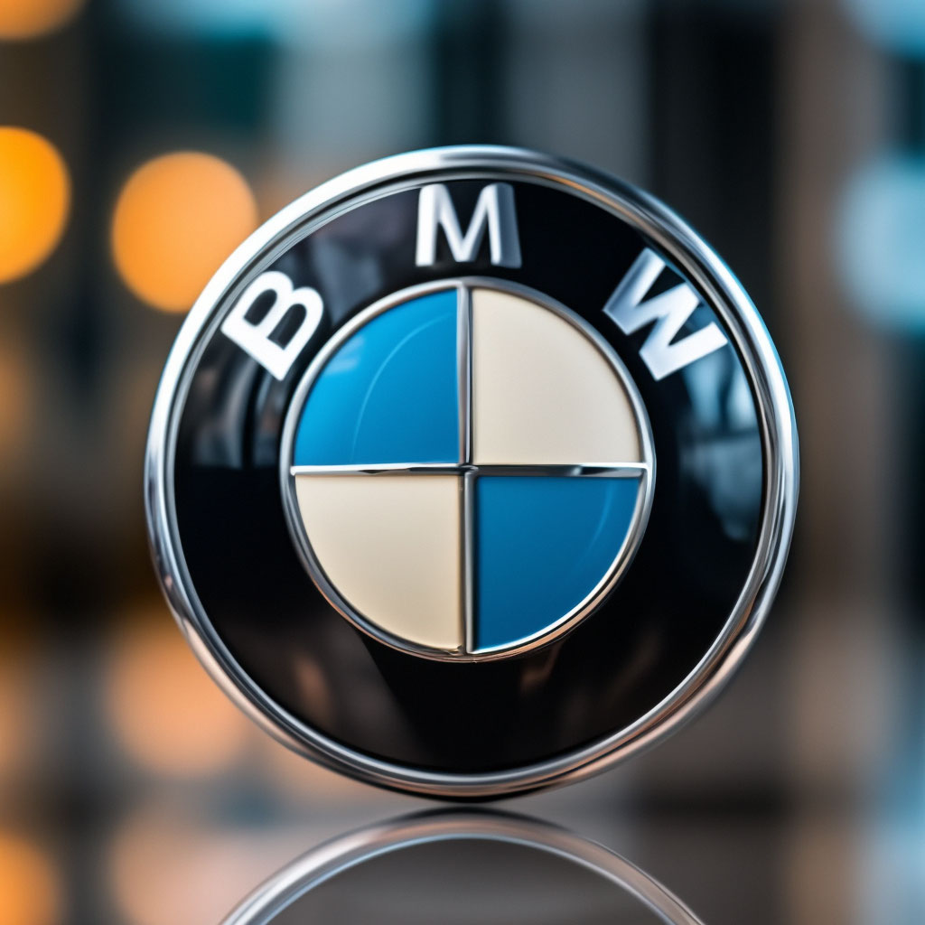 Покажи фото значка бмв "BMW BADGE on a black background" - image created in Shedevrum