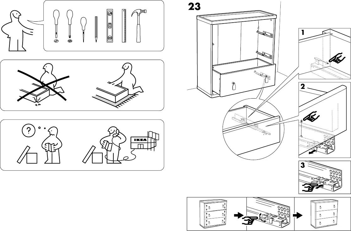 Покажи инструкцию по сборке Руководство IKEA VINSTRA (3 drawers) Комод - страница 2