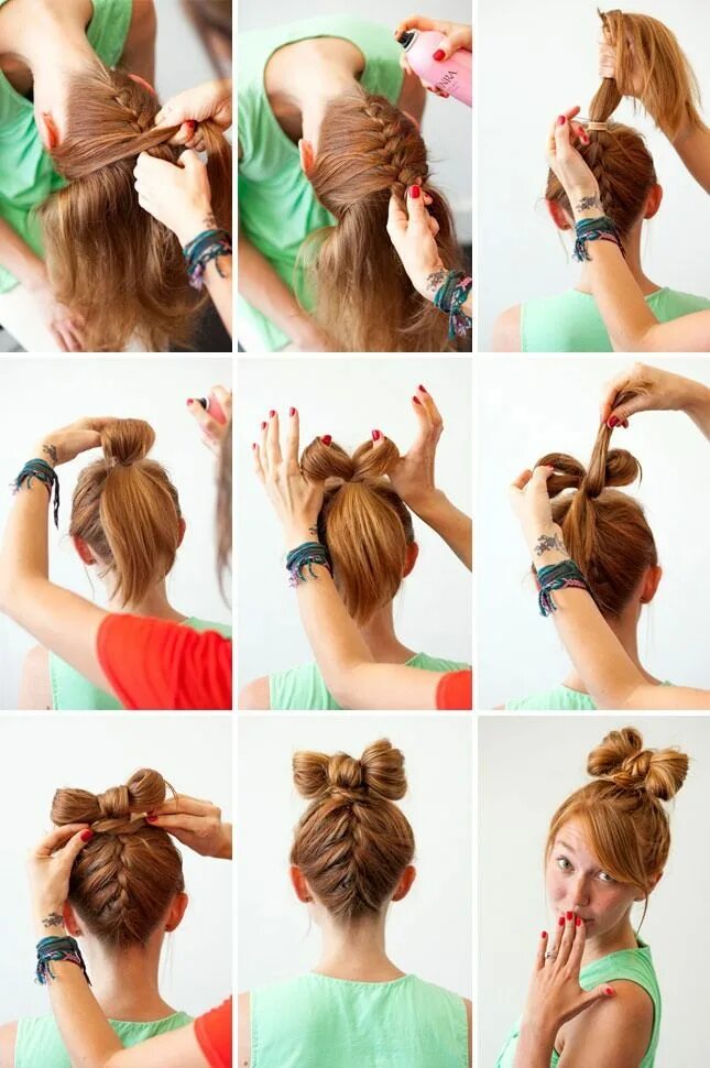 Покажи как делать красивые прически Cute How To Do A Bow In Your Hair. Bow hairstyle, Long hair styles, Hair styles