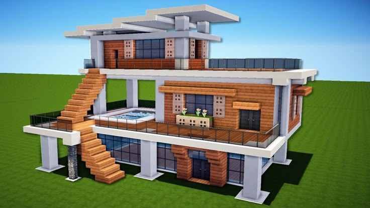 Покажи как выглядит дом в майнкрафте Minecraft How to Build a Modern House Easy Tutorial YouTube Casas minecraft fáci