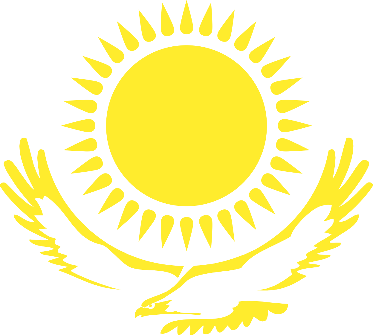 Покажи как выглядит флаг казахстана Файл:Eagle and sun from the Kazakh flag.svg - Викисловарь