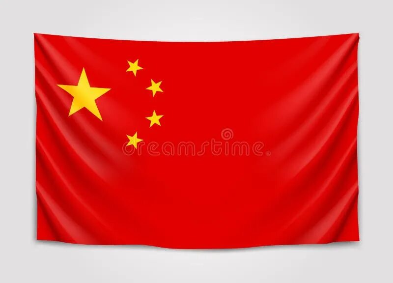 Покажи как выглядит флаг китая Hanging Flag of China. People Republic of China. National Flag Concept Stock Vec