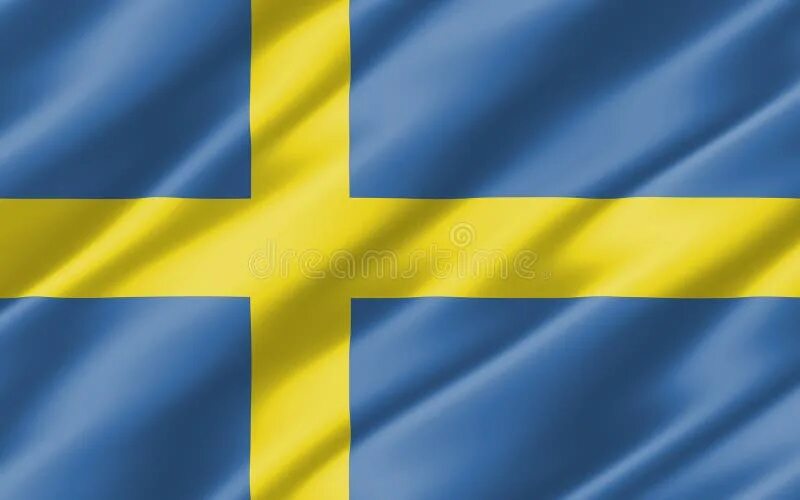 Покажи как выглядит флаг швеции Silk Wavy Flag of Sweden Graphic. Wavy Swedish Flag 3D Illustration Stock Illust