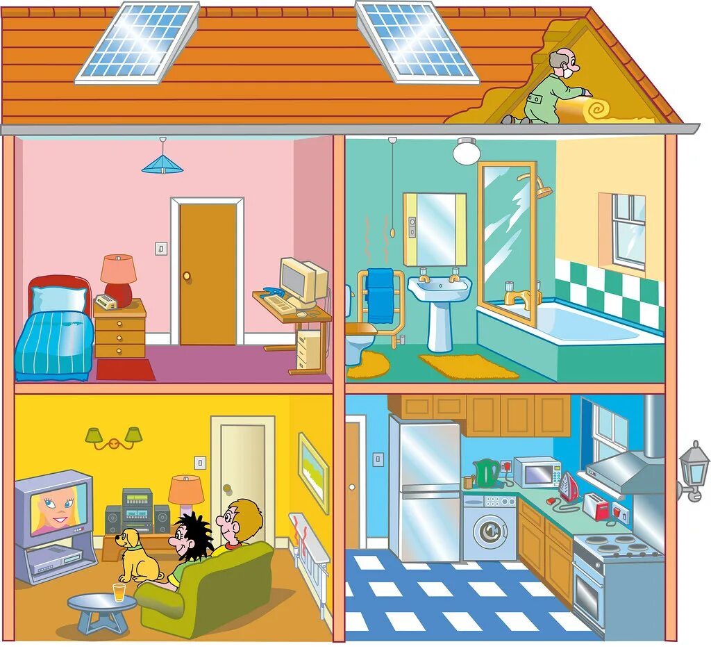 Покажи как выглядит мой дом Cut-away house Cartoon illustration of cut-away energy sav. Flickr