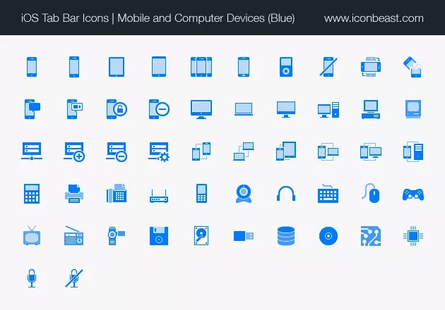 Покажи как выглядит значок Mobile and Computer Devices iOS Tab Bar Icons