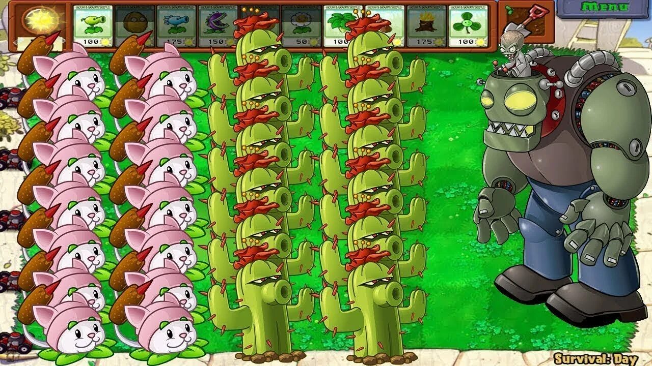 Покажи как выглядит зомби против растений Plants vs Zombies Hack Cattail Cactus vs All Zombie YouTube - YouTube