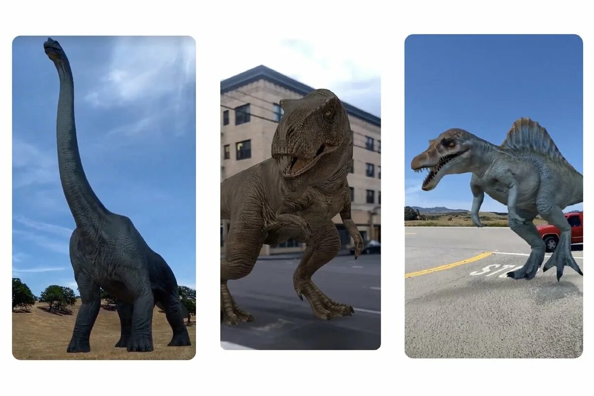 Покажи как выглядят настоящие динозавры Google 3D dinosaurs: Play with AR Jurassic World dinosaurs in Google Search