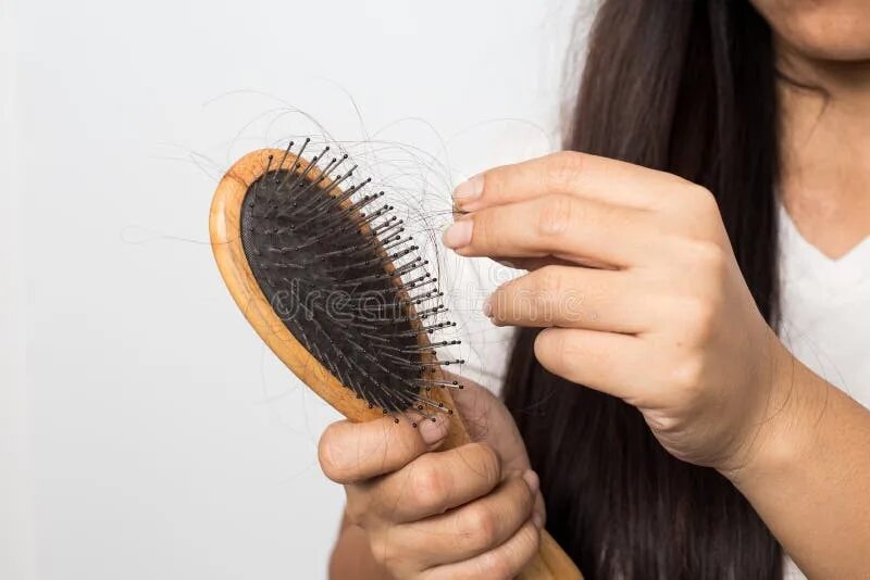 Покажи как выглядят волосы Young Woman Worried about Hair Loss on White Stock Image - Image of holding, adu