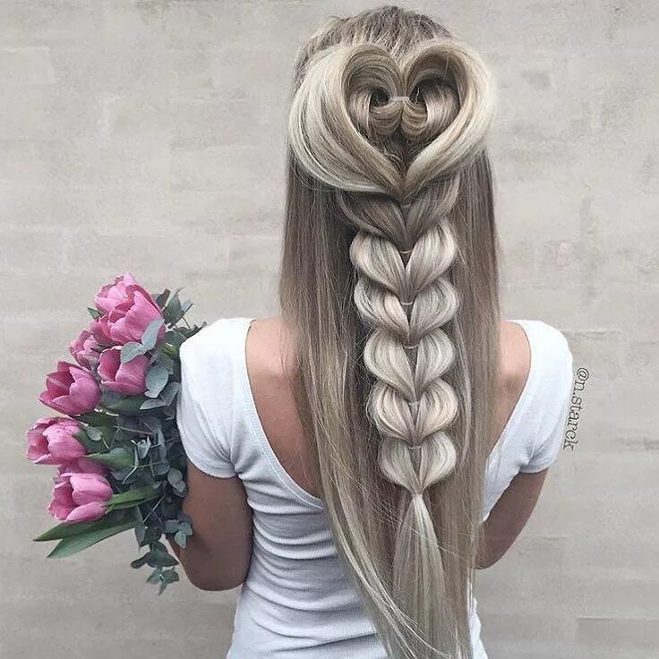 Покажи какие нибудь красивые прически #loveisinthehair with this gorgeous heart hairstyle by @n.starck So stunning Nin