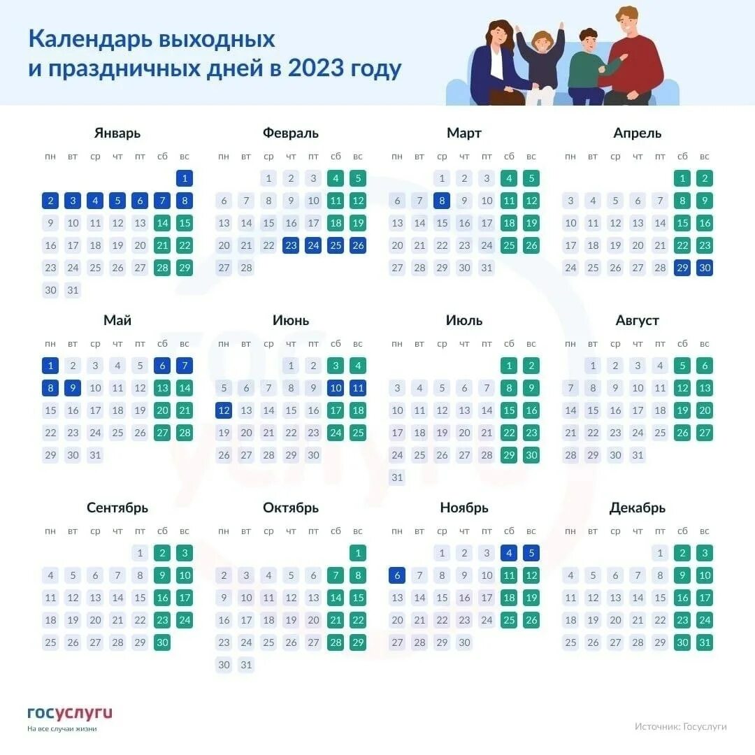 Покажи календарь выходных Опубликован график выходных и праздничных дней в 2023 году - Новости Ульяновска.