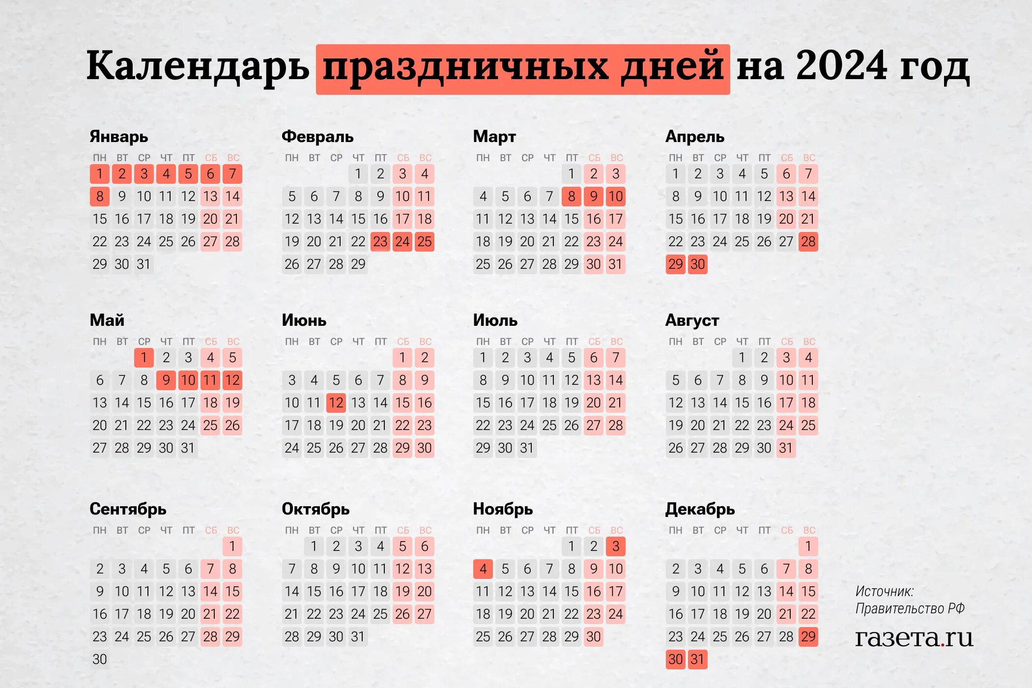 Покажи календарь выходных Праздничные дни в 2024 году россии фото YugNash.ru