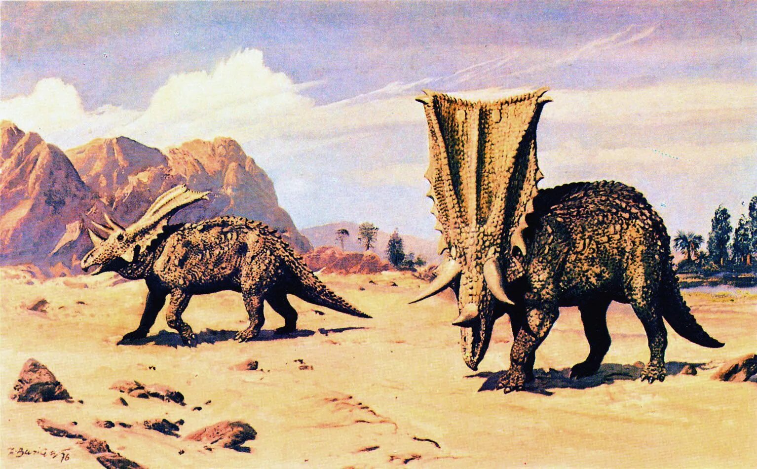 Покажи картинки древних животных Chasmosaurus Illustration by Zdenek Burian, 1976 "Life Before Man," 1995 Prehist