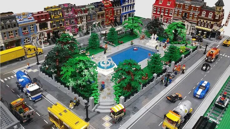 Покажи картинки как выглядит лего город Modular City Park Overview 2 Lego city display, Lego city, Lego