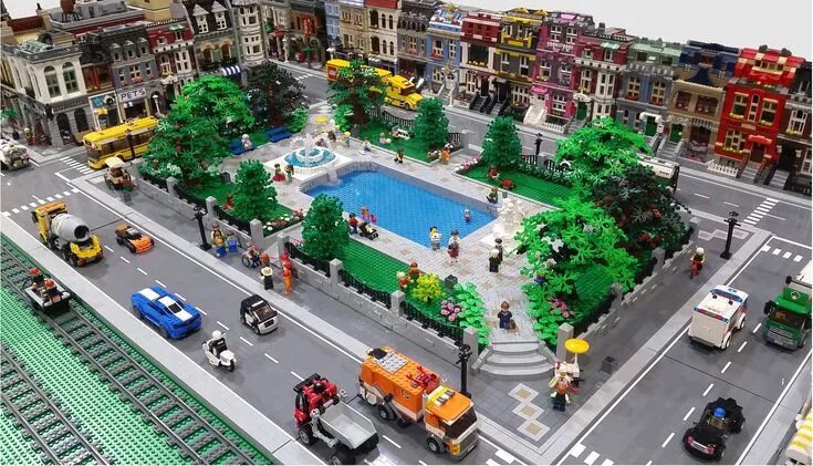 Покажи картинки как выглядит лего город Modular City Park Overview 1 Lego city, Lego city display, Lego modular