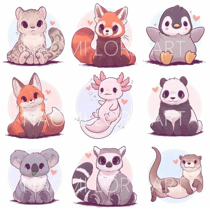 Покажи картинки в виде животных Kawaii Animal Stickers and/or Prints 6x6 or 8x8 Etsy Cute animal drawings kawaii