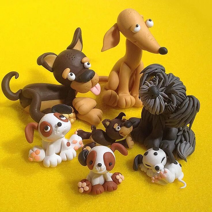 Покажи картинки животных из пластилина Pin by Sl Chong on Dog Polymer clay projects, Polymer clay animals, Polymer clay