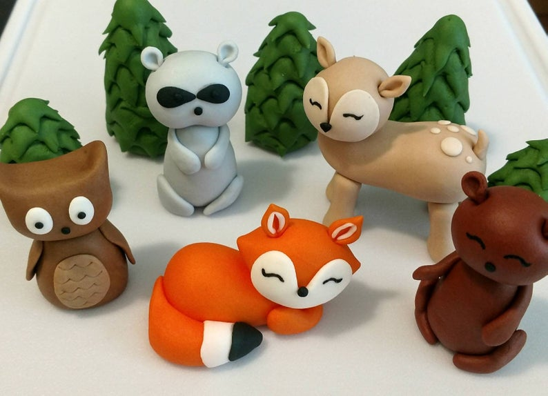 Покажи картинки животных из пластилина Fondant Woodland Cake Toppers Fondant Animals Woodland - Etsy Woodland cake topp