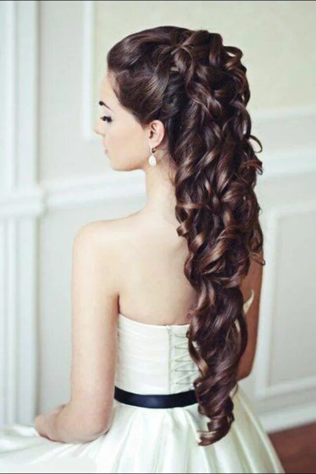 Покажи красивые прически на длинные волосы Pin by Kenzie White on Wedding Curly wedding hair, Hair styles, Long hair styles