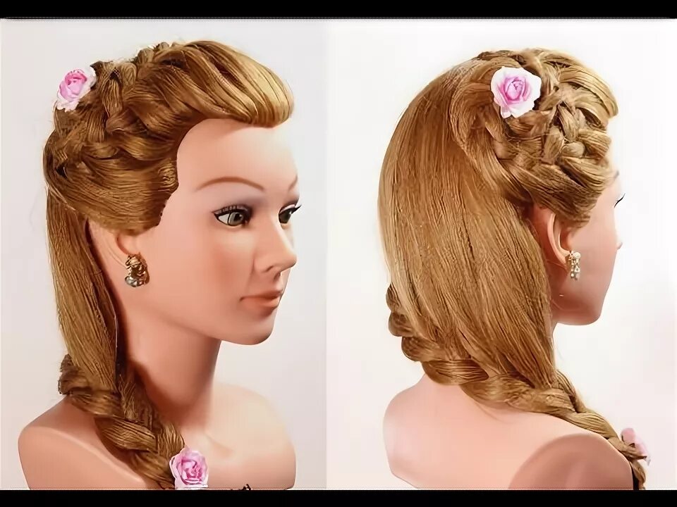 Покажи красивые прически видео Braided flower hairstyle for long hair. Romantic hairstyles. - YouTube