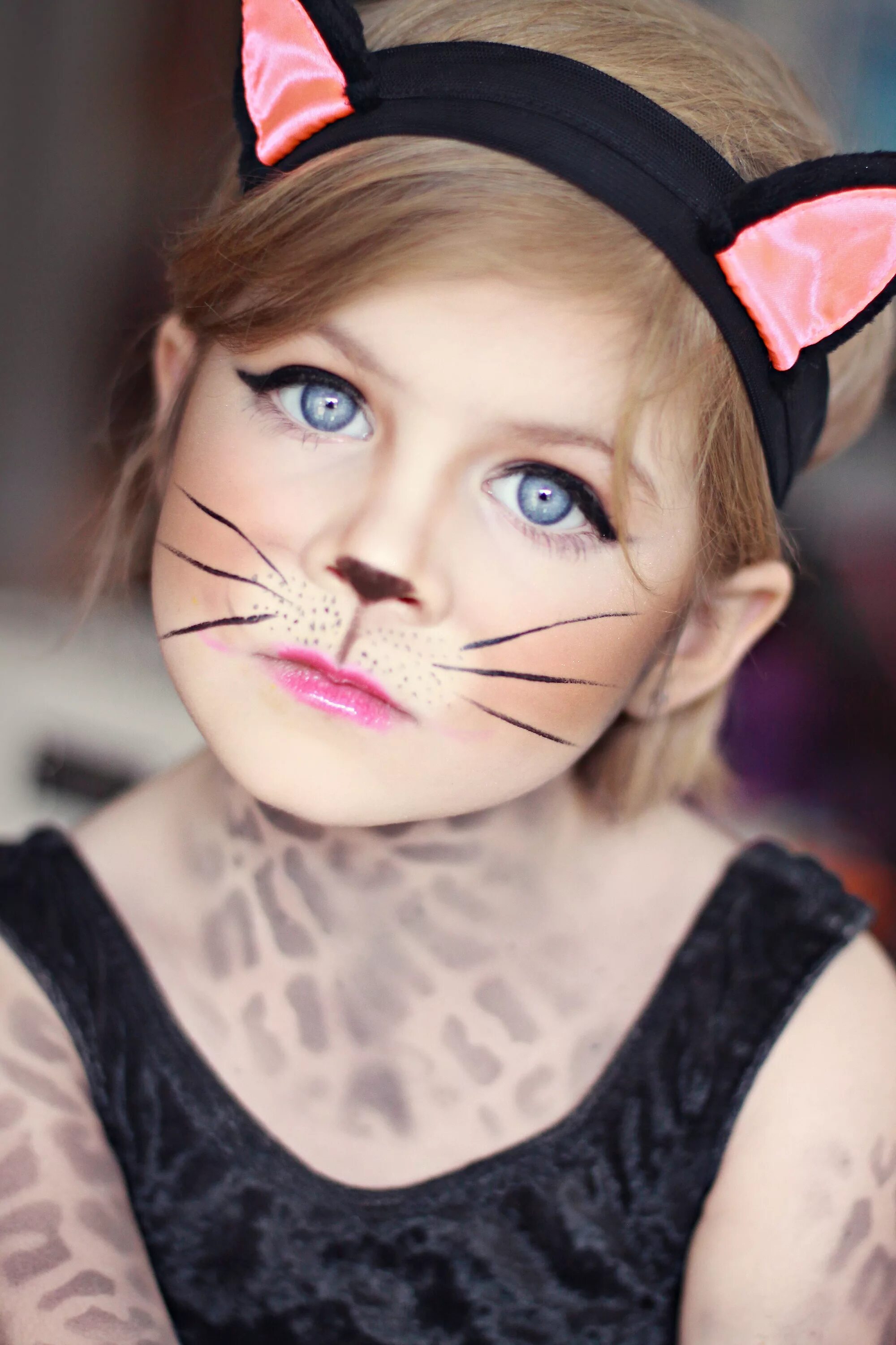 Покажи легкий детский макияж Leopard makeup, cat makeup, kid costume www.sunkissedandmadeup.com Trucco per ba