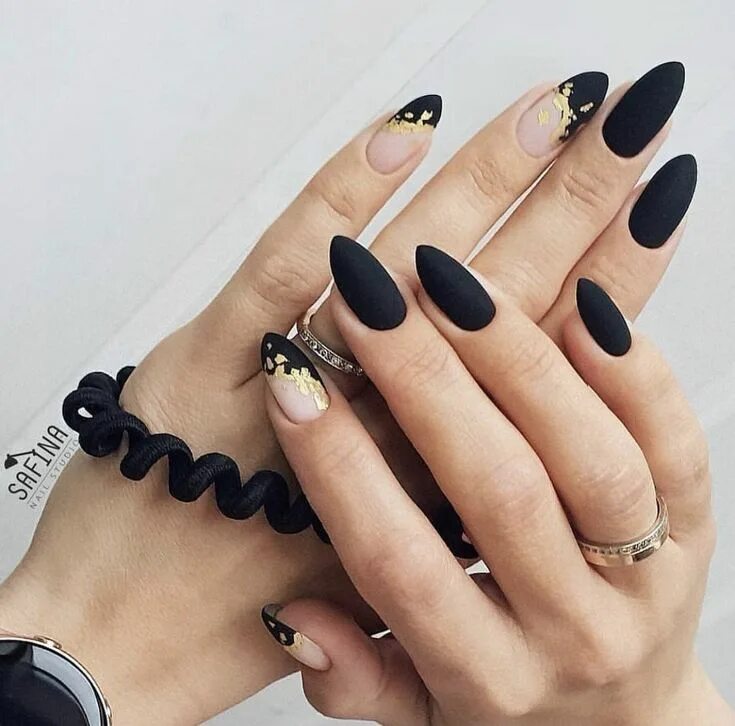 Покажи маникюр черный Pin by portselyana on ✩ Manicure ✩ Black nails with glitter, Almond acrylic nail