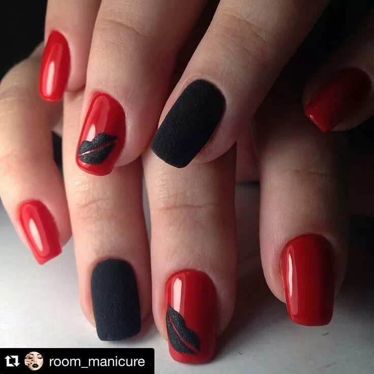 Покажи маникюр красный с черным #nail #nail_art #autumn_nail #ногти #дизайн #дизайн_ногтей #маникюр #осень #осен