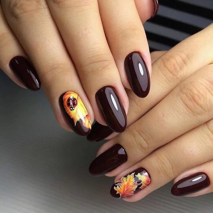 Покажи маникюр на осень Brown Nails & Chocolate manicure designs Airbrush nails, Metallic nail art, Hall