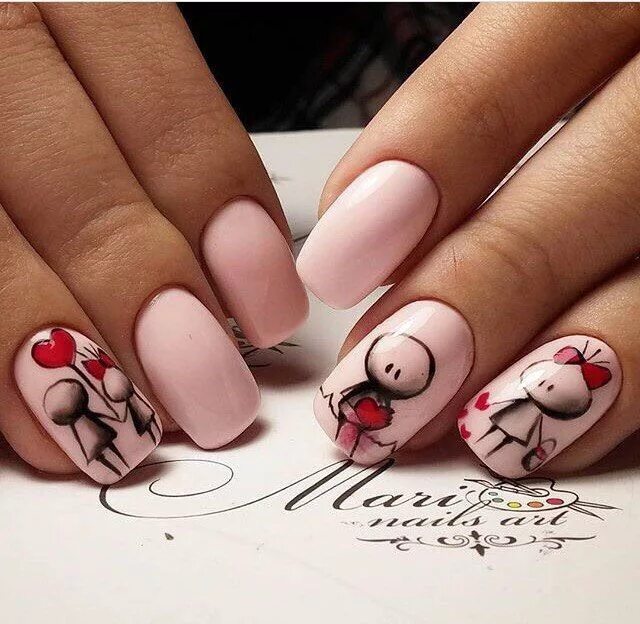 Покажи маникюр с рисунками @pelikh_Красивый маникюр , Ногти , Мк Valentines nails, Nail art, Trendy nails