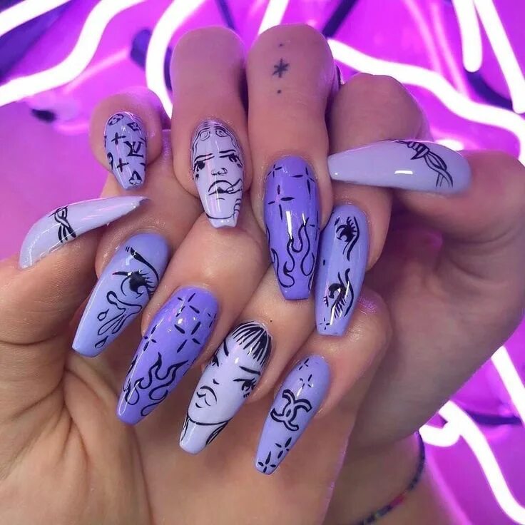 Покажи маникюр с рисунками Pin on Ｍａｎｉｃｕｒｅｓ/маникюр Edgy nails, Grunge nails, Fake nails