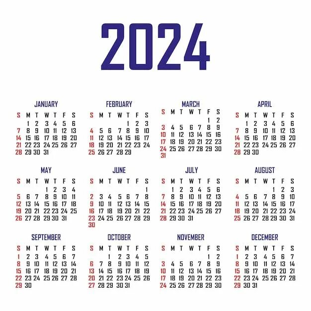 Покажи производственный календарь на 2025 год Premium Vector Calendar 2024 the week begins on sunday simple calendar template 