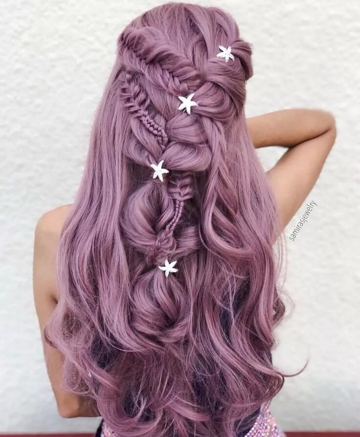 Покажи самые красивые прически Long Lilac Purple Wave Synthetic Lace Front Wig Hair color purple, Pink blonde h