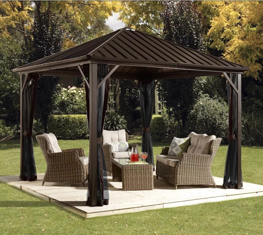 Покажи варианты беседок Sojag Aluminium Pavillon Gazebo Dakota 8x8 inkl. Moskitonetz; 244x244 cm Outdoor