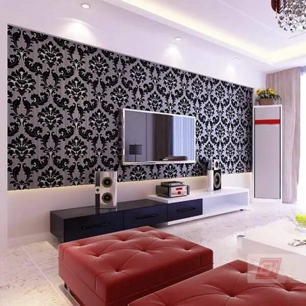 Поклеить гостиную фото Papel pintado moderno salón pegatina romántico. cheerhuzz. com Home theater inst