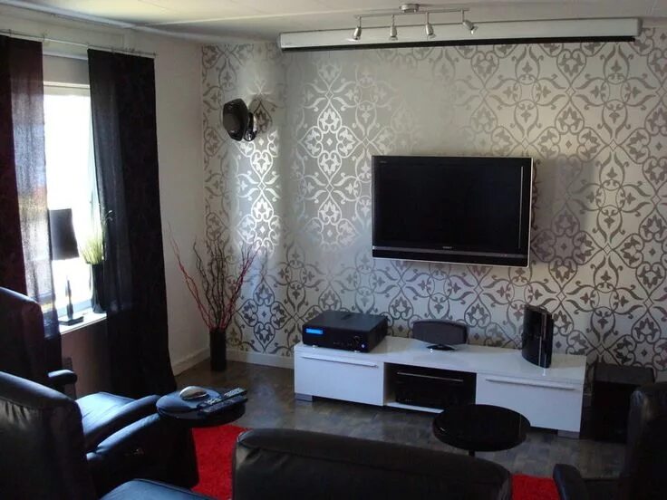 Поклейка гостиной фото Living Room TV Setups Wallpaper living room, Living room interior, Interior desi