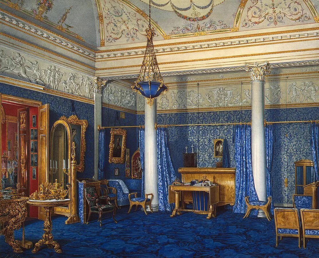 Покои екатерины 2 в зимнем дворце фото File:Hau. Interiors of the Winter Palace. The Bedchamber of Empress Alexandra Fy