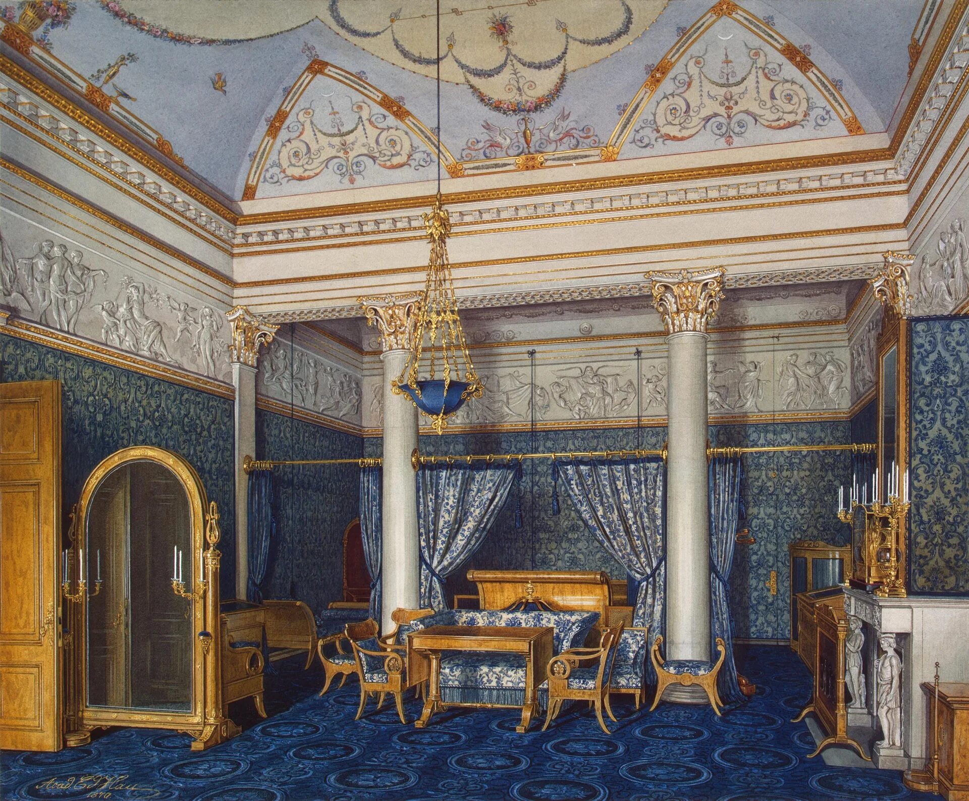 Покои петра 1 в зимнем дворце фото Файл:Hau. Interiors of the Winter Palace. The Bedchamber of Empress Alexandra Fy