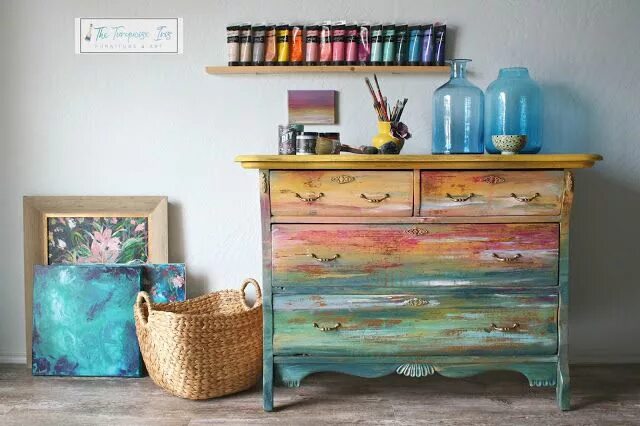 Покрашенная мебель своими руками фото The Turquoise Iris Furniture & Art Painted furniture, Furniture makeover diy, Ha