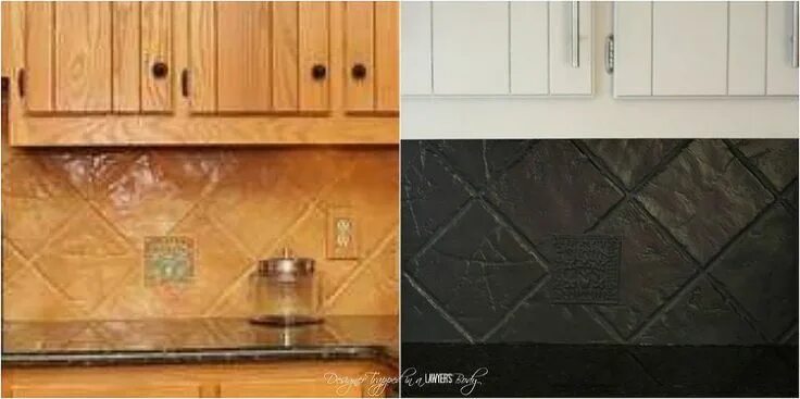 Покрашенная плитка на кухне фото Update an Outdated Tile Backsplash With PAINT! Painting tile backsplash, Paintin