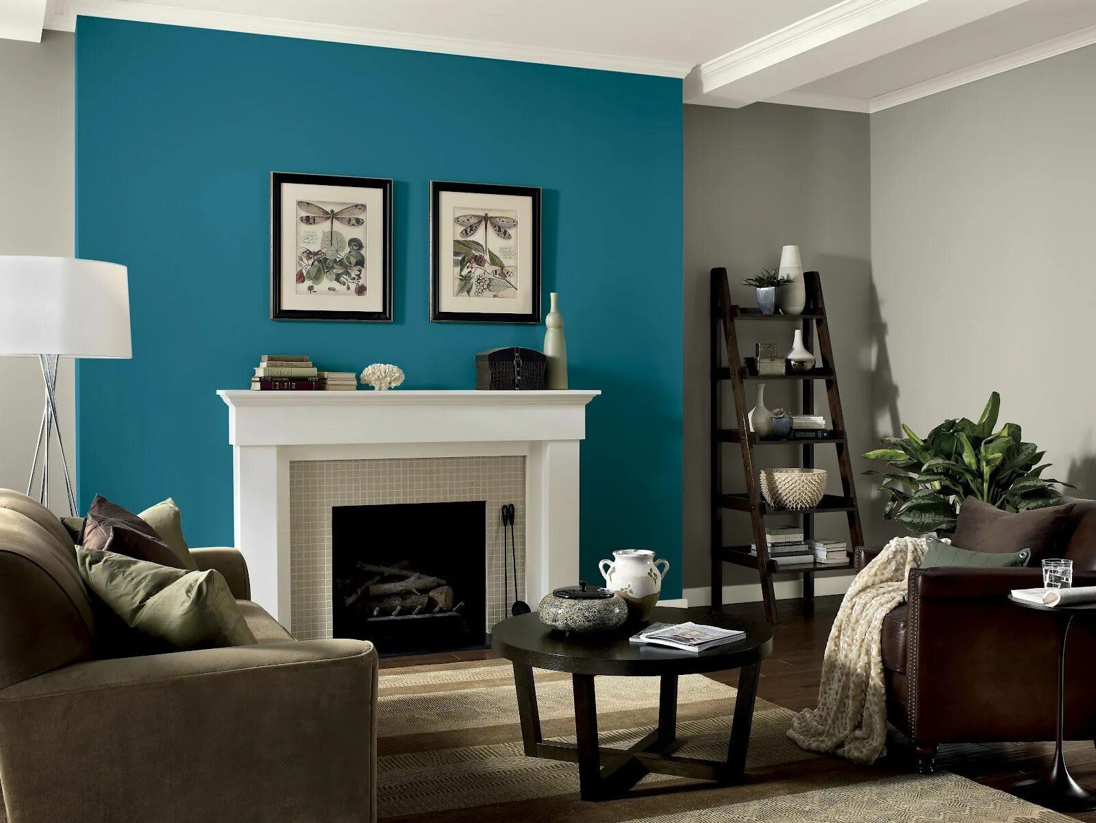 Покрашенные обои в интерьере Majestic Turquoise Living Room Decorating And Accents Ideas Living Room Decoraci