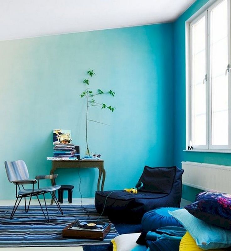 Покрашенные стены в квартире дизайн фото 14+ Awesome DIY Painted Ombre Wall For Apartment Decor Ideas Living room turquoi