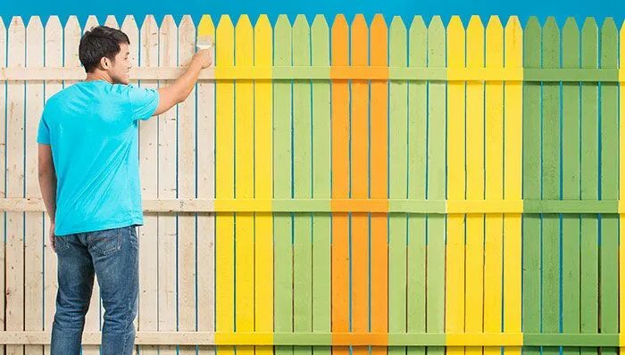 Покрашенный забор фото DIY Projects & Ideas Fence design, Garden fence paint, Fence paint