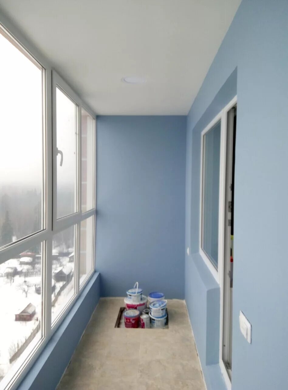 Покрасить балкон внутри фото Отделка балконов гипсокартонном в Москве и области Цены под ключ