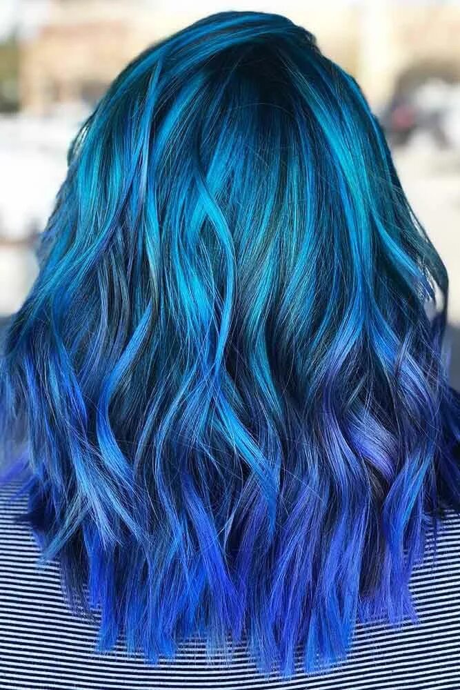 Покрасить фото в синий цвет 35 Blue Ombre Hair Styles For Daring Women Blue ombre hair, Hair color blue, Sty