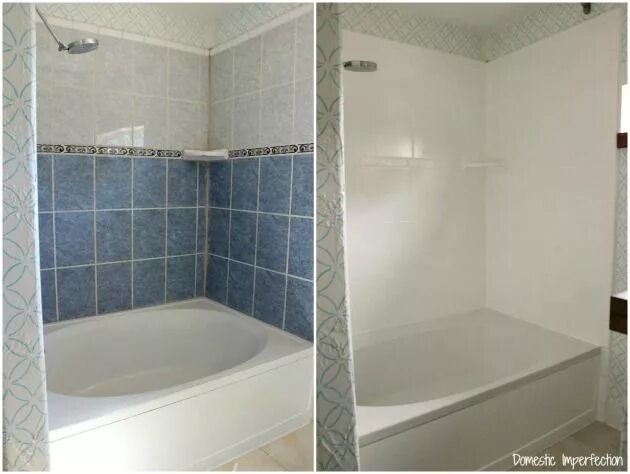 Покрасить кафельную плитку в ванной фото How to Refinish Outdated Tile (yes, I painted my shower) - Wildfire Interiors Пл