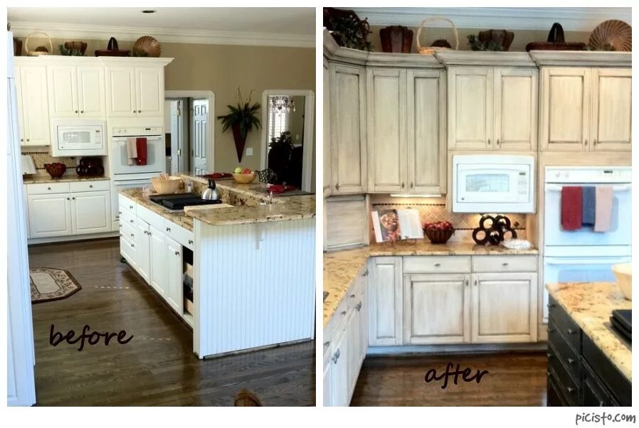 Покрасить кухонный гарнитур своими руками в домашних Painted Cabinets Nashville TN Before and After Photos Painting kitchen cabinets 